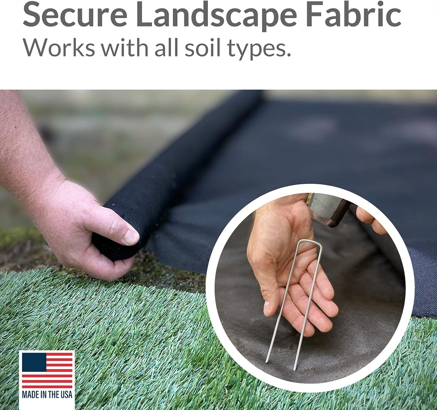 Pinnacle Mercantile USA Made 200 Pack Garden Landscape Staples Weed Barrier Fabric Stakes Galvanized 6 inch Pins Anti Rust Sod Staple 11 Gauge Steel