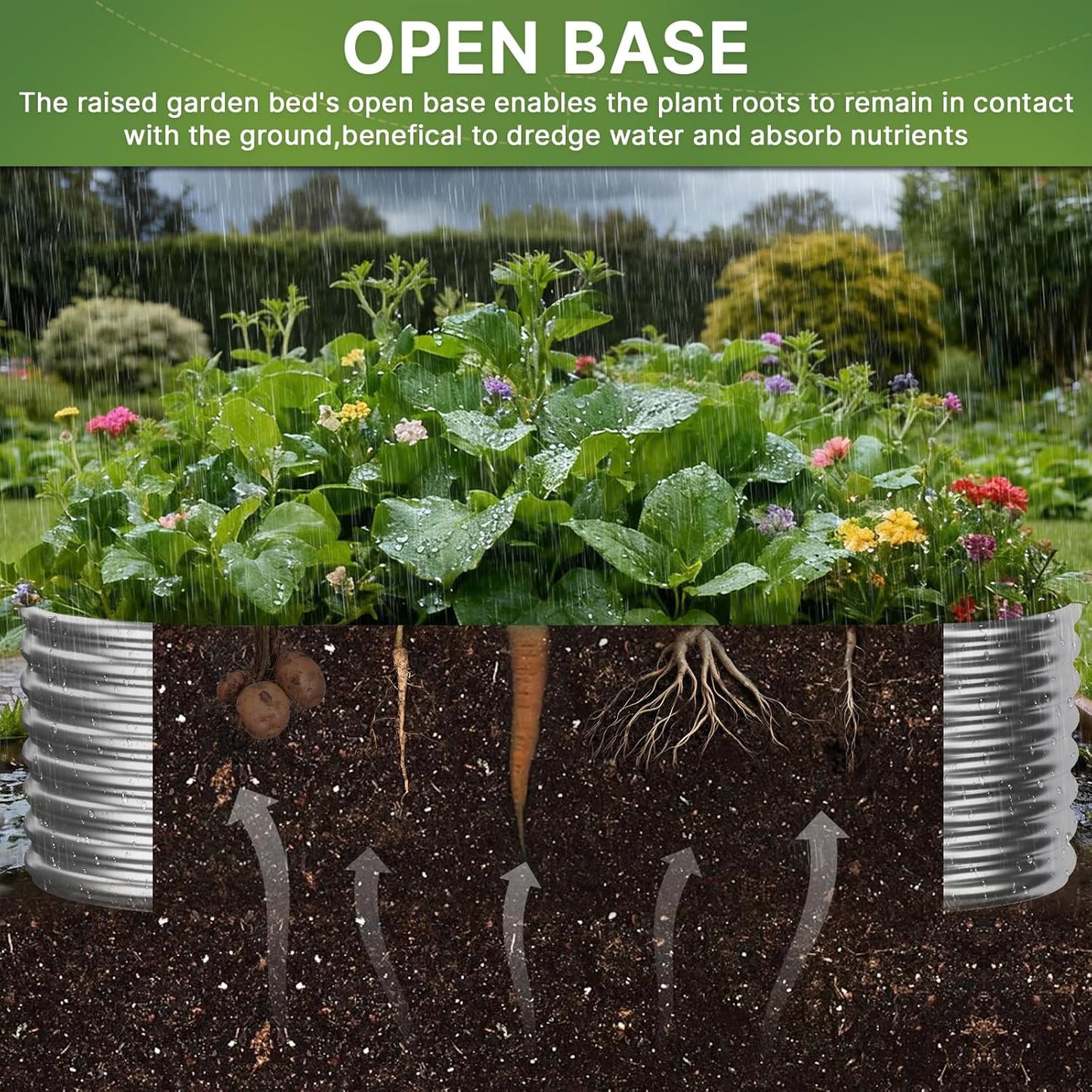 2 Pack Tall 8x4ft Galvanized Raised Garden Bed Outdoor, Metal Garden Bed for Vegetables, Above Ground Garden Box for Flower, Steel Raised Beds for Gardening