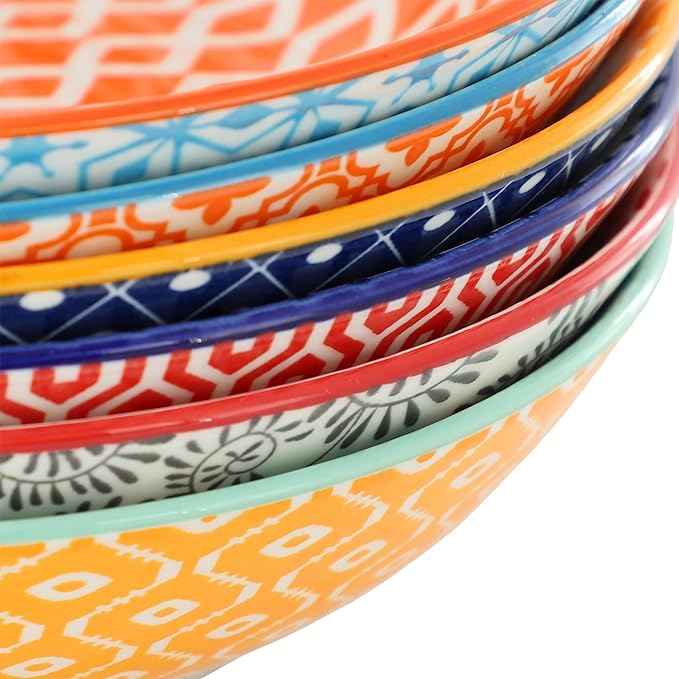 Elama Giovanna 6 Piece Assorted Design Porcelain Multi-Color Graphic Bowl Set, Tableware, Serveware, Dinnerware Set, Bowl Set (6 Piece)