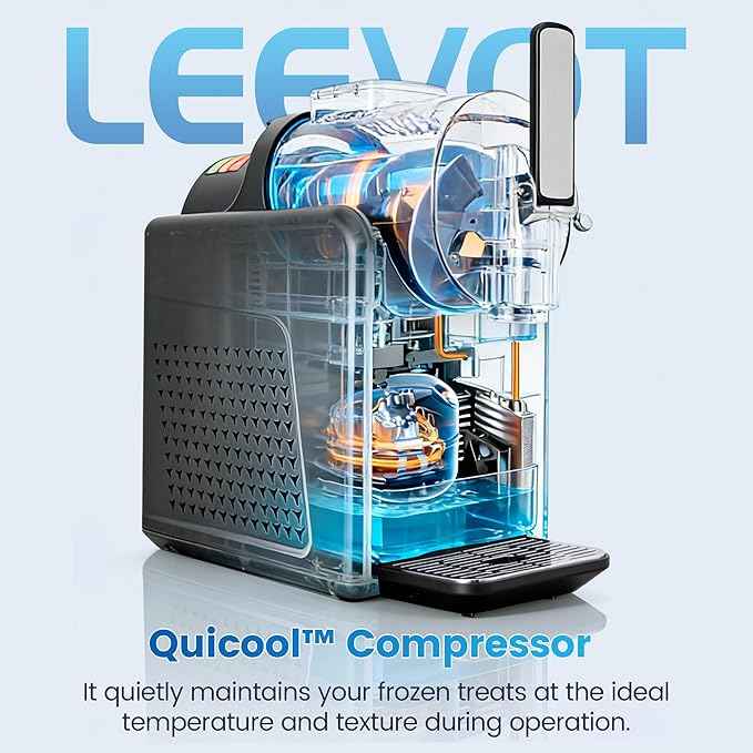 LEEVOT Slushie Machine & Soft Serve Ice Cream Maker 2 in 1, Frozen Drink Machine with Quicool Technology, 6 Presets, Child Lock, Self-Cleaning, Margarita Slush Daiquiri Machine for Home, 120V 60HZ