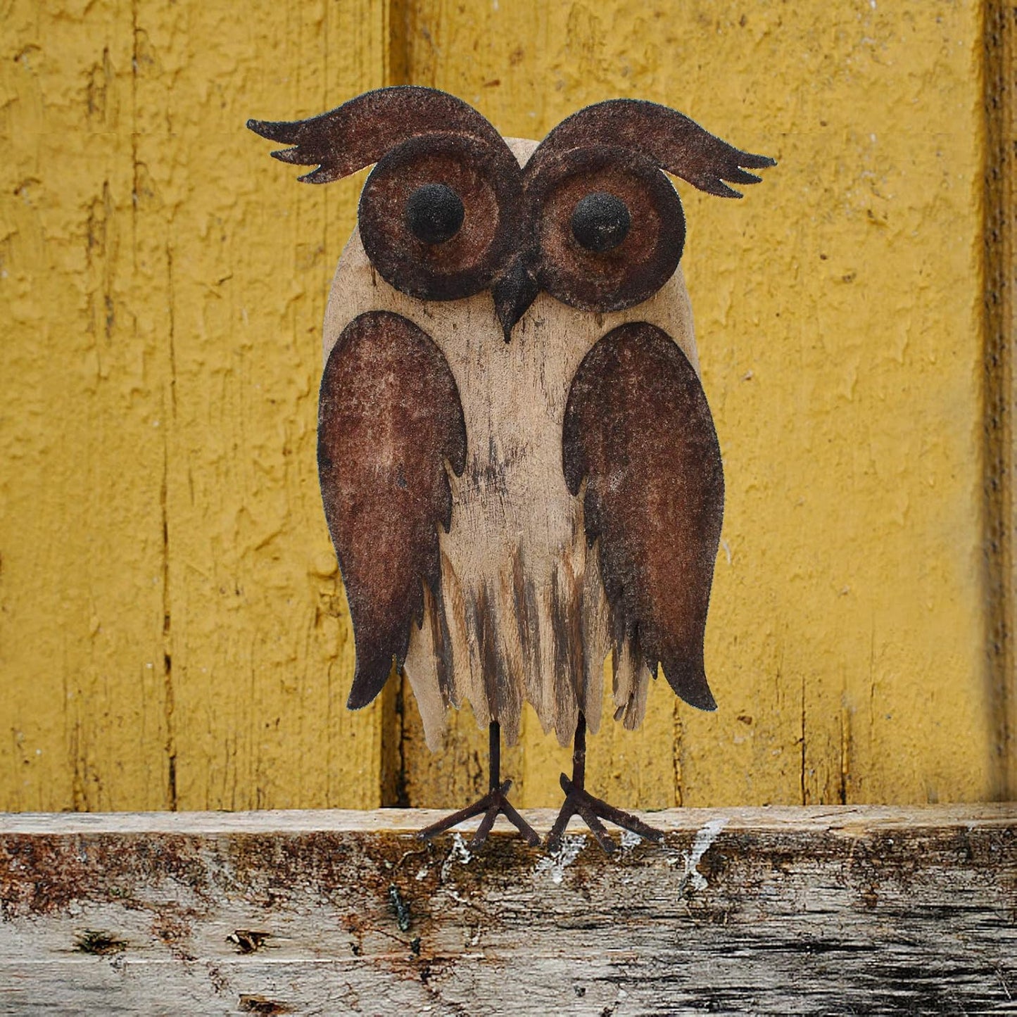 Rustic Owl Figurines Decor Animal Statue for Home - Wooden Stand Owl Sculptures Decorations for Living Room Bedroom - Shelf Decoration Decorative Tabletop Collection (Owl Family)