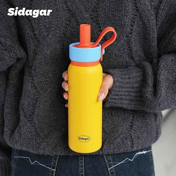 24 oz Tumbler, Insulated Coffee Mug with Lid and Straw, Leak Proof Portable Travel Cup, for Hot and Cold Drinks Drinks Flask for Women Yellow