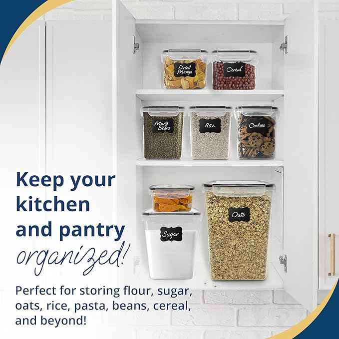 Reli. Airtight Food Storage Containers with Lids (11 Sets) | Kitchen Organizers and Storage Pantry Organizers | BPA Free Plastic Food Container XL Size Variety Pack w/ 2 Measuring Cups, 12 Labels, Pen