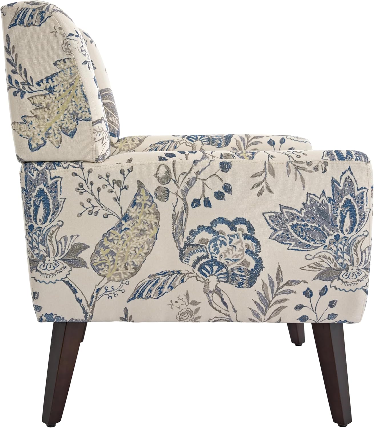 Floral Accent Chair, Modern Upholstered Armchair in Fabric for Living Room, Comfy Club Arm Chairs Single Sofa Button Tufted Bedroom Reading Seat - Pattern Leaf, Set of 1