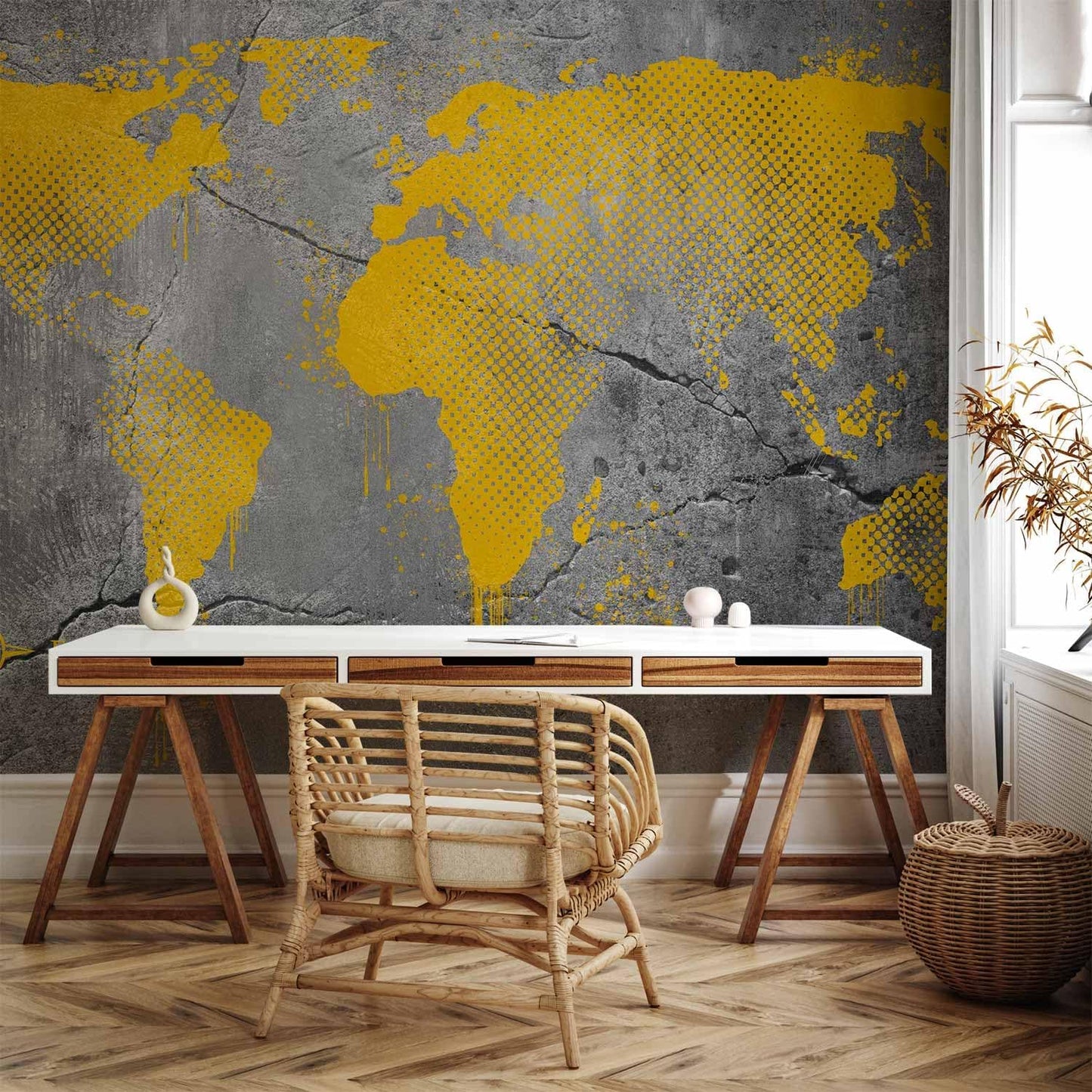artgeist Wall Mural World Map 98x69 in - XXL Non-Woven Wallpaper Fleece Wall Decor Photo Print Picture Image Design Map of The World k-A-0494-a-a