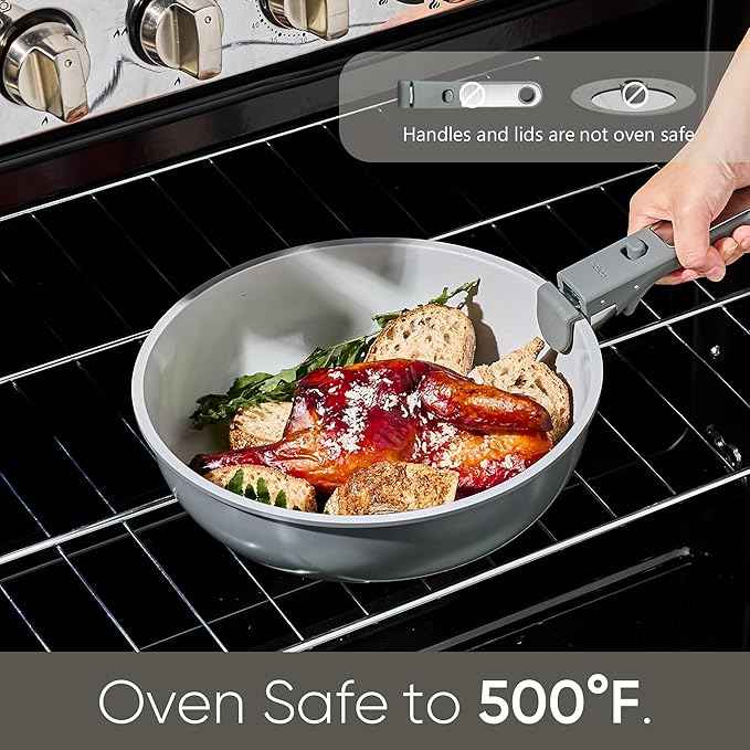 CAROTE 27pcs Ceramic Cookware Set Nonstick, Pots and Pans Set Non Stick, Non Toxic Cookware Detachable Handles, Dishwasher/Oven Safe, RV/Camping Cookware with Kitchen Utensils, Mothers Day Gifts