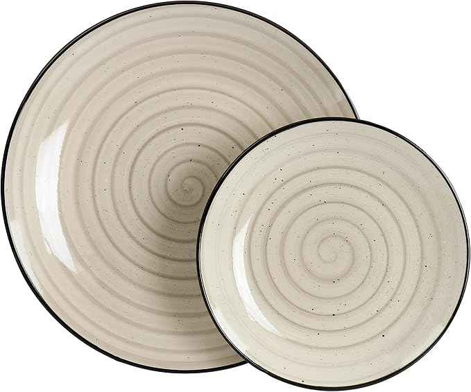 Elama Gia 24 Piece Stoneware Dinnerware Set (Cream)