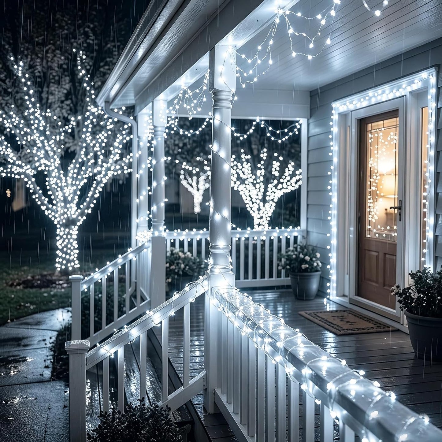 Solar String Lights 2 Pack Total 66FT 200LED Solar Fairy Lights Outdoor Waterproof 8 Lighting Modes Twinkle Lights for Patio, Garden Yard Party Wedding Tree Christmas Halloween Decoration, White
