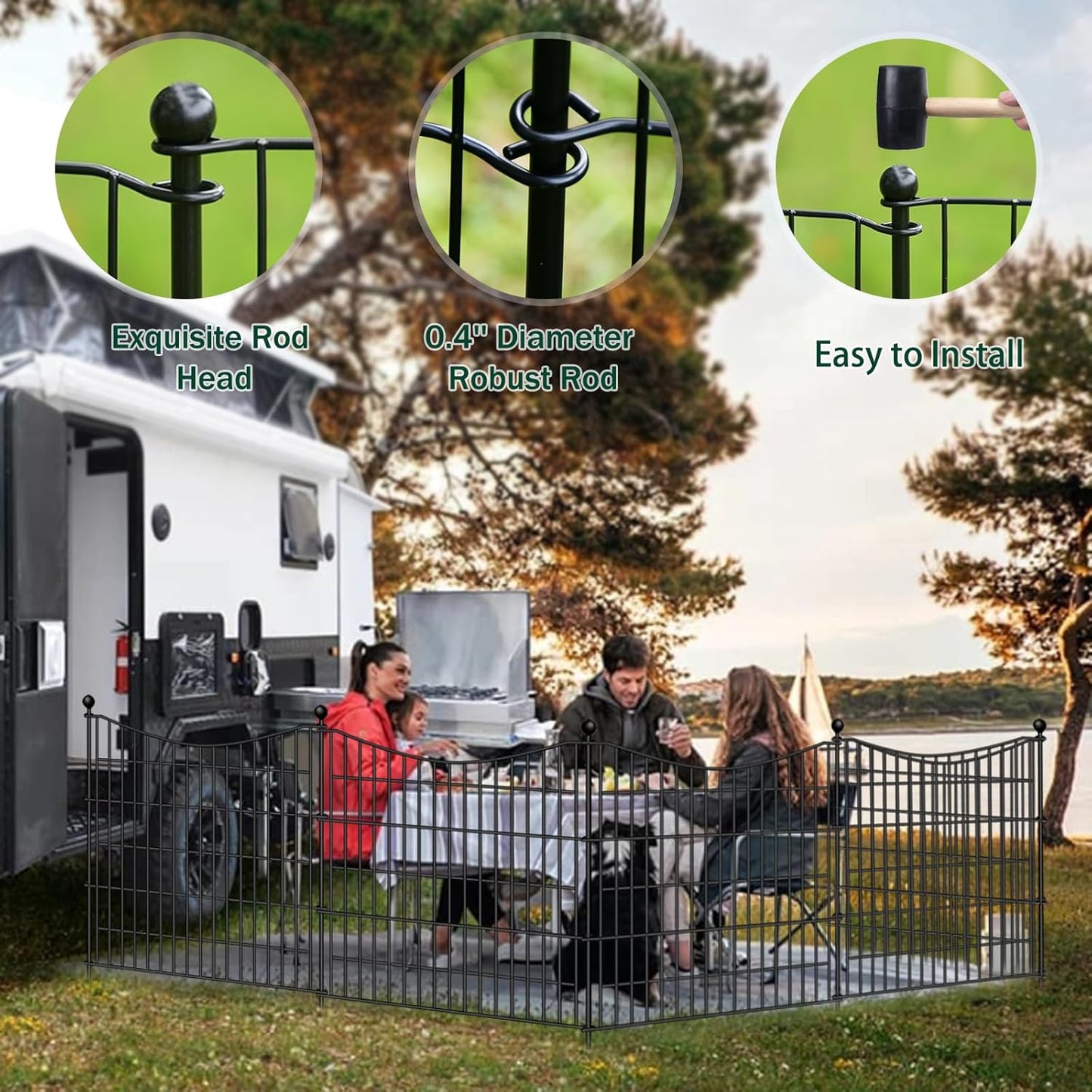 25 Panels Decorative Garden Fence with Gate, 32 in(H) X 59 ft(L) No Dig Dog Fence Animal Barrier Outdoor for Yard, Rustproof Metal Garden Edging and Borders, Temporary Fencing Stakes