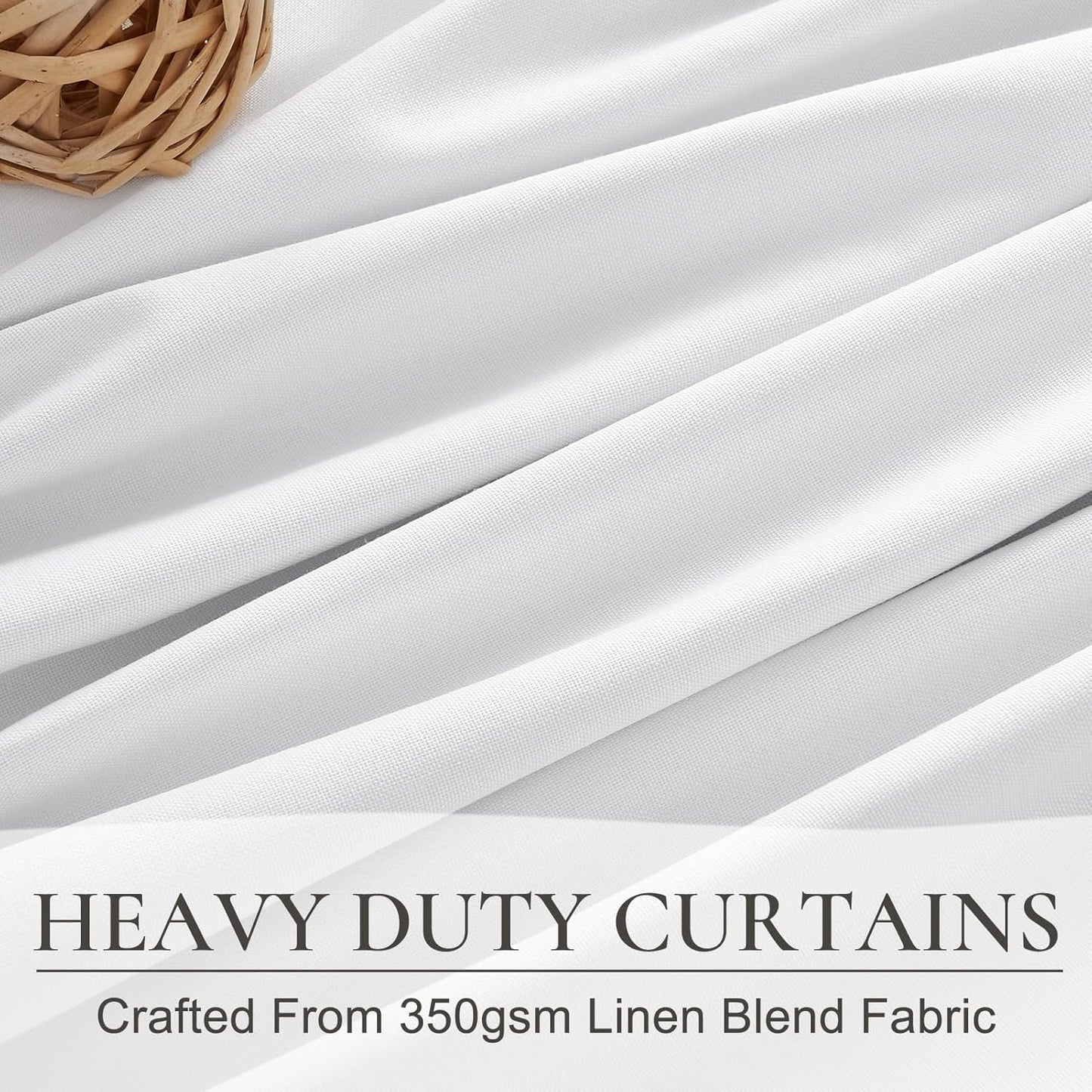 Solid White Linen Blackout Viral Curtains 96 Inches Long for Bedroom, Modern Pinch Pleated Boho Window Curtains para Sala Room Darkening Thermal Heavy Track Drapes 96 Inch 2 Panels Set