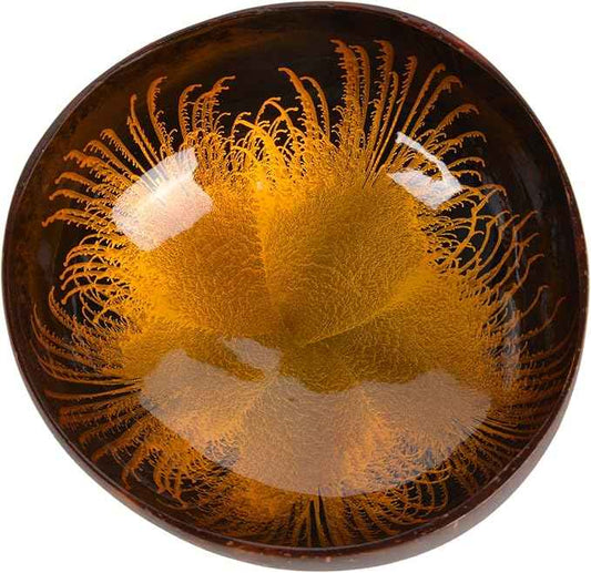 ChezMax Natural Coconut Bowl Mother of Pearl Inlaid Shell Key Bowls for Entryway Table Candy Container Nuts Holder Fruits & Dry Snack Storage Round Handcrafted Bowl for Decoration Gold