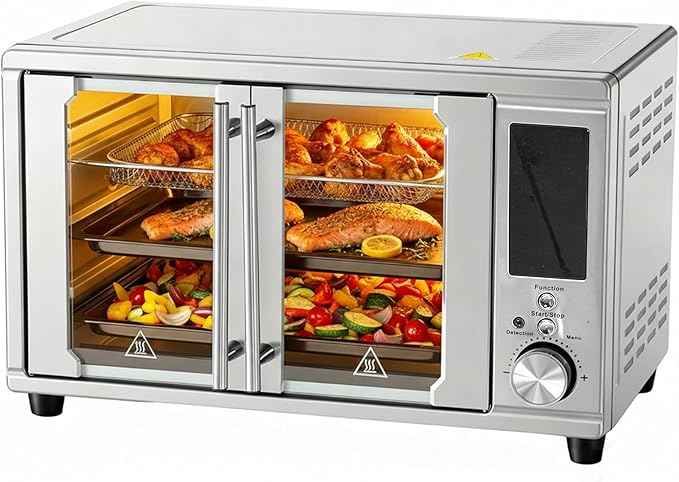 Simple Deluxe 29.6QT Dual Door Air Fryer Toaster Oven Combo with Smart Probe, 12-in-1 Smart Air Fryer Oven, 450°F, Stainless Steel
