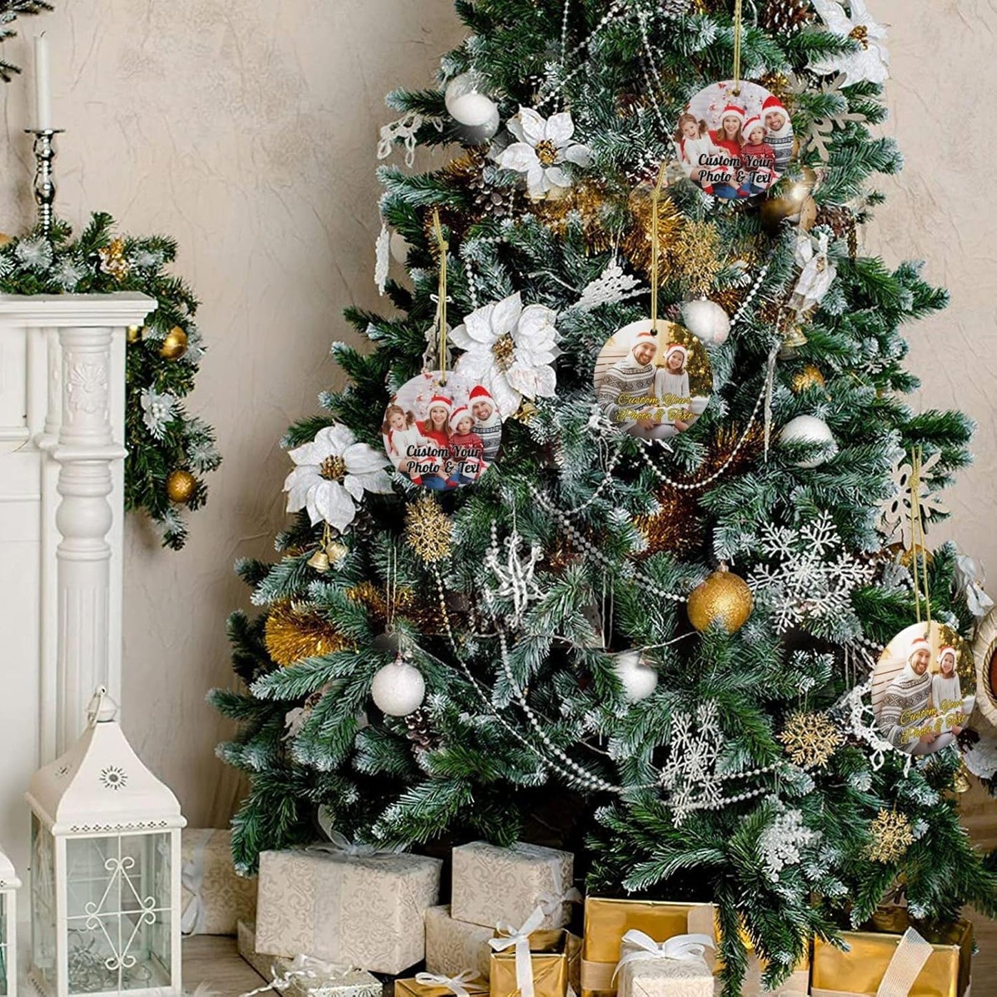 Personalized Christmas Photo Ornaments 2025 Custom Picture Text Hanging Ornament, Double-Sided Customized Ornaments for Christmas Tree Decoration, Couples, Family, Kids, Friends