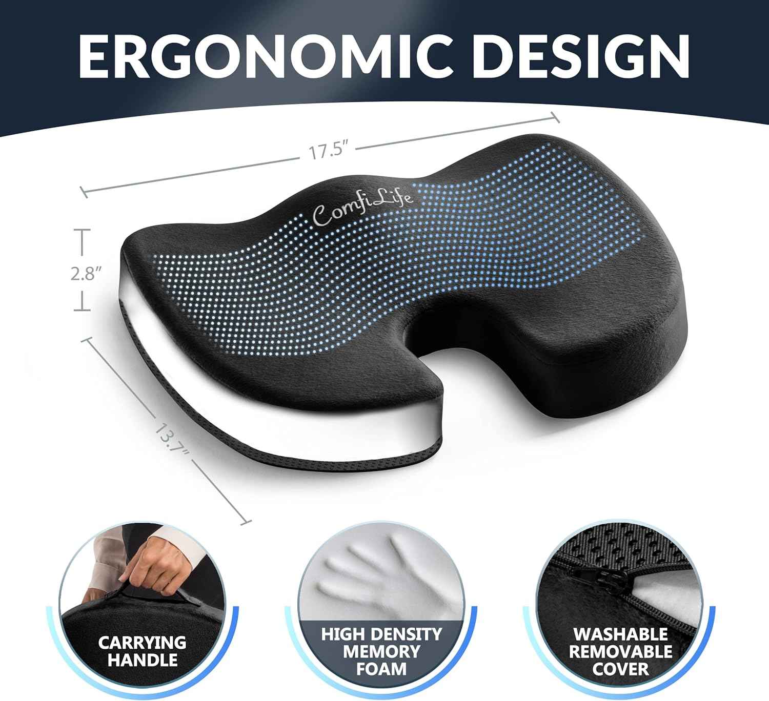 ComfiLife Gel Enhanced Seat Cushion & Cooling Knee Pillow Bundle – Seat Cushion for Office Chair – Leg Pillow for Side Sleeping
