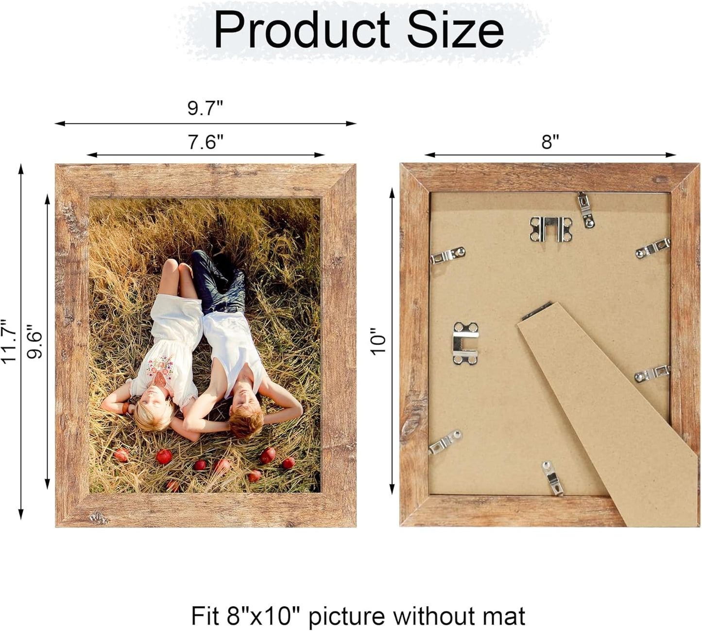 iRahmen 8x10 Picture Frame Set of 6, Brown Rustic Frame with High Definition Real Glass, 8 x 10 Wood Photo Frames for Tabletop Display and Wall Mounting