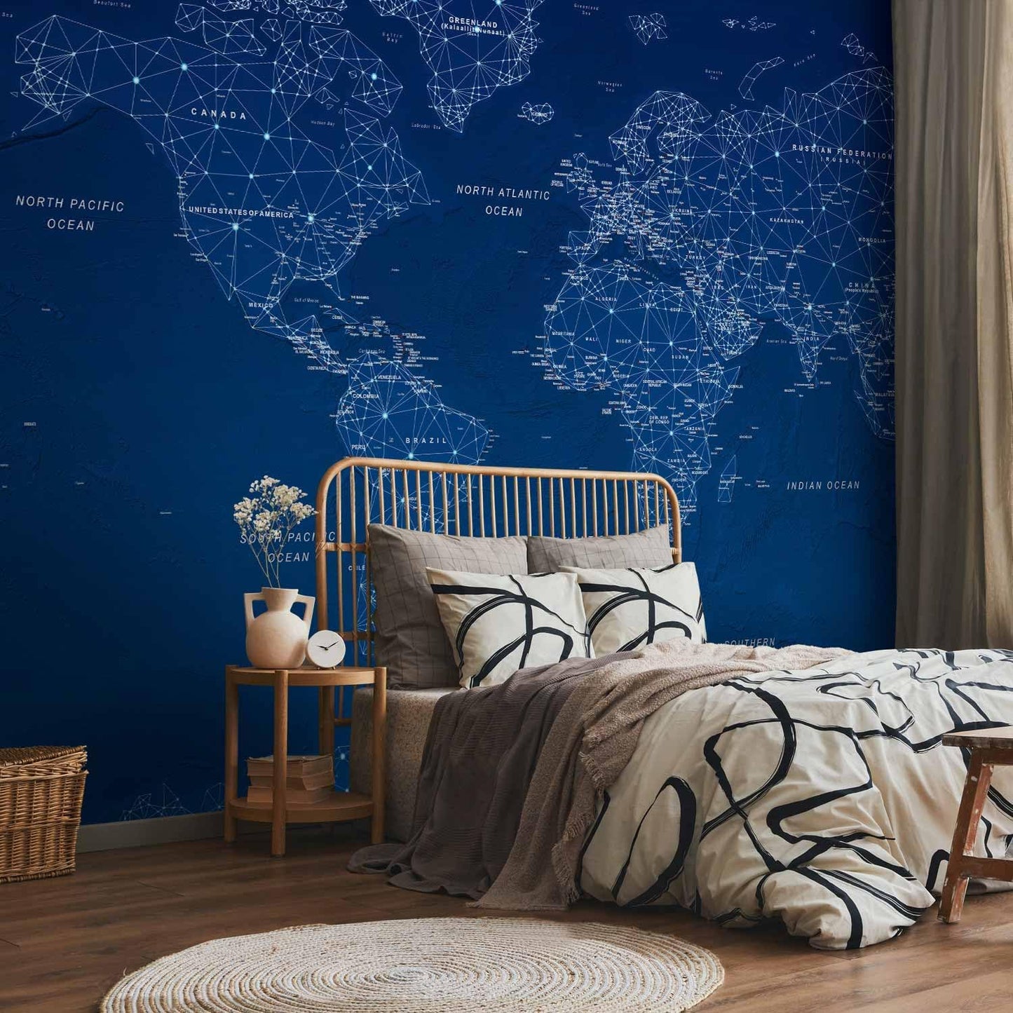artgeist Wall Mural World Map 173x124 in - Peel and Stick Self-Adhesive Wallpaper Removable Large Sticker Foil Wall Decor Print Picture Image Design Map of The World k-A-0125-a-a