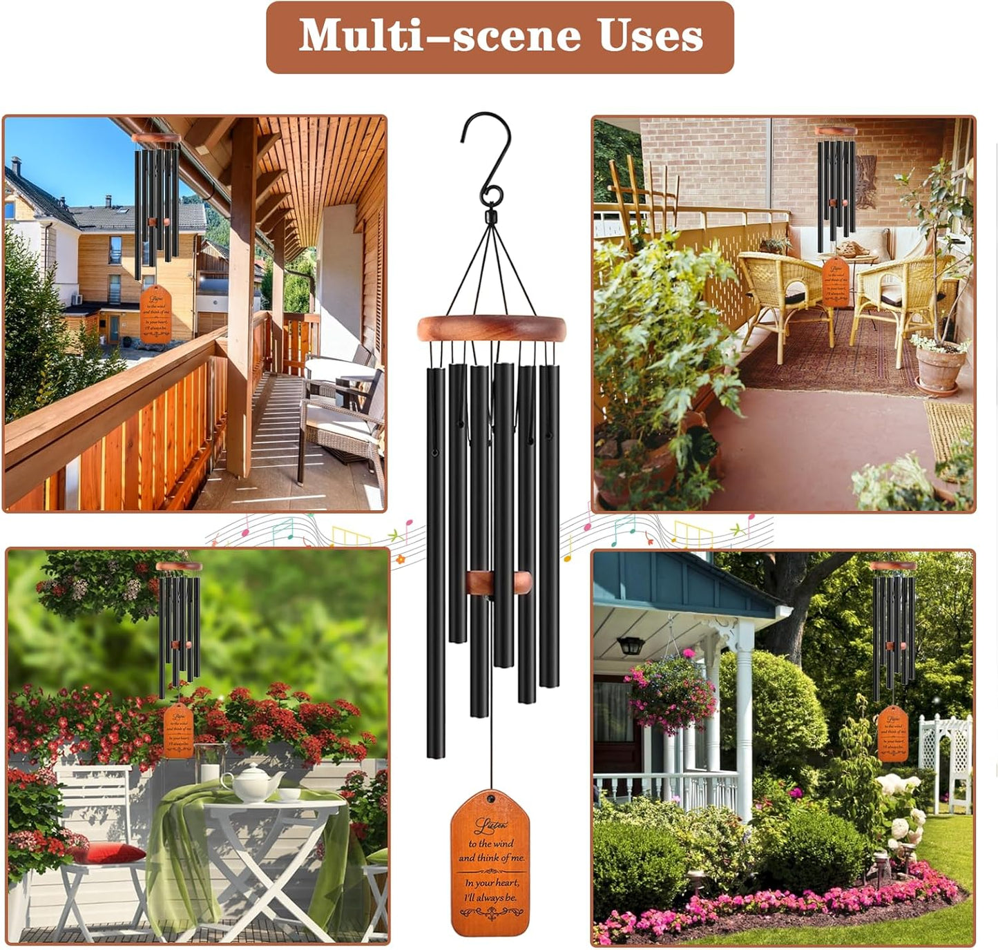 Sympathy Gift Baskets, 30" Wooden Memorial Wind Chimes for Loss of Loved One, Memorial/Bereavement/Condolence/Funeral Gifts, in Memory of a Loved One Mother Father