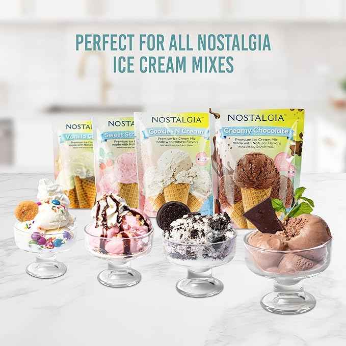 Nostalgia 2-Quart Electric Ice Cream Maker – Make Homemade Ice Cream, Gelato, Sorbet & Frozen Yogurt – No Salt/Ice Needed, Digital Controls, Mix-In Chute & Freezing Gel Canister – Stainless & Aqua