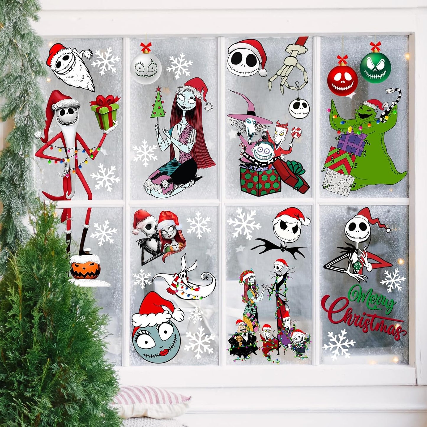 Christmas Window Clings,Merry Christmas Supplies 9pcs Window Stickers Removable Christmas Decor for Glass Windows Winter Xmas Holiday