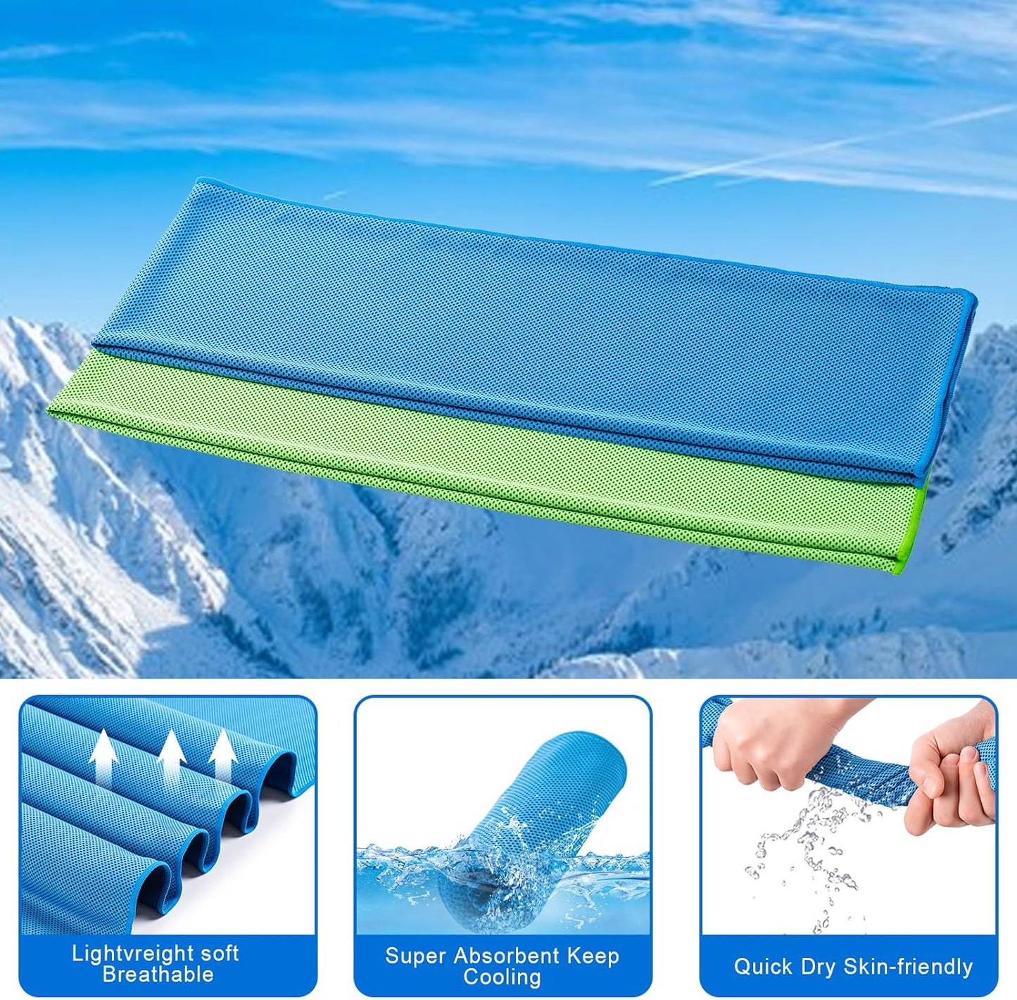 CADONO 4 Pack Cooling Towel (40"x12"), Soft Breathable Chilly Towel, Ice Towel, Microfiber Towel for Yoga, Sport, Running, Workout,Gym, Camping, Fitness, Workout & More Activities(Multicolor)