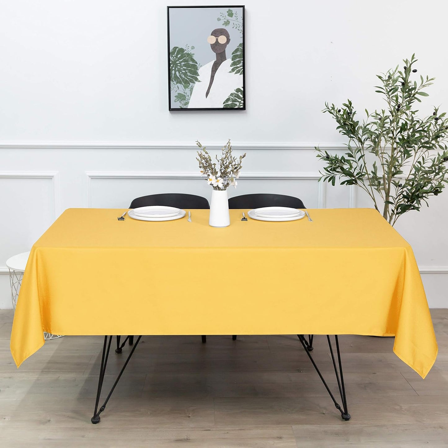 sancua Rectangle Tablecloth - 54 x 78 Inch - Stain and Wrinkle Resistant Washable Polyester Table Cloth, Decorative Fabric Table Cover for Dining Tables, Buffet Parties and Camping, Yellow