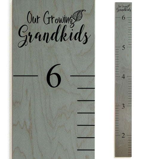 Wooden Growth Chart – Kids Height Chart, Wall Measurement for Kids, Height Chart for Wall, Growth Ruler for Children – Our Growing Grandkids, Gray (63"x6.7")