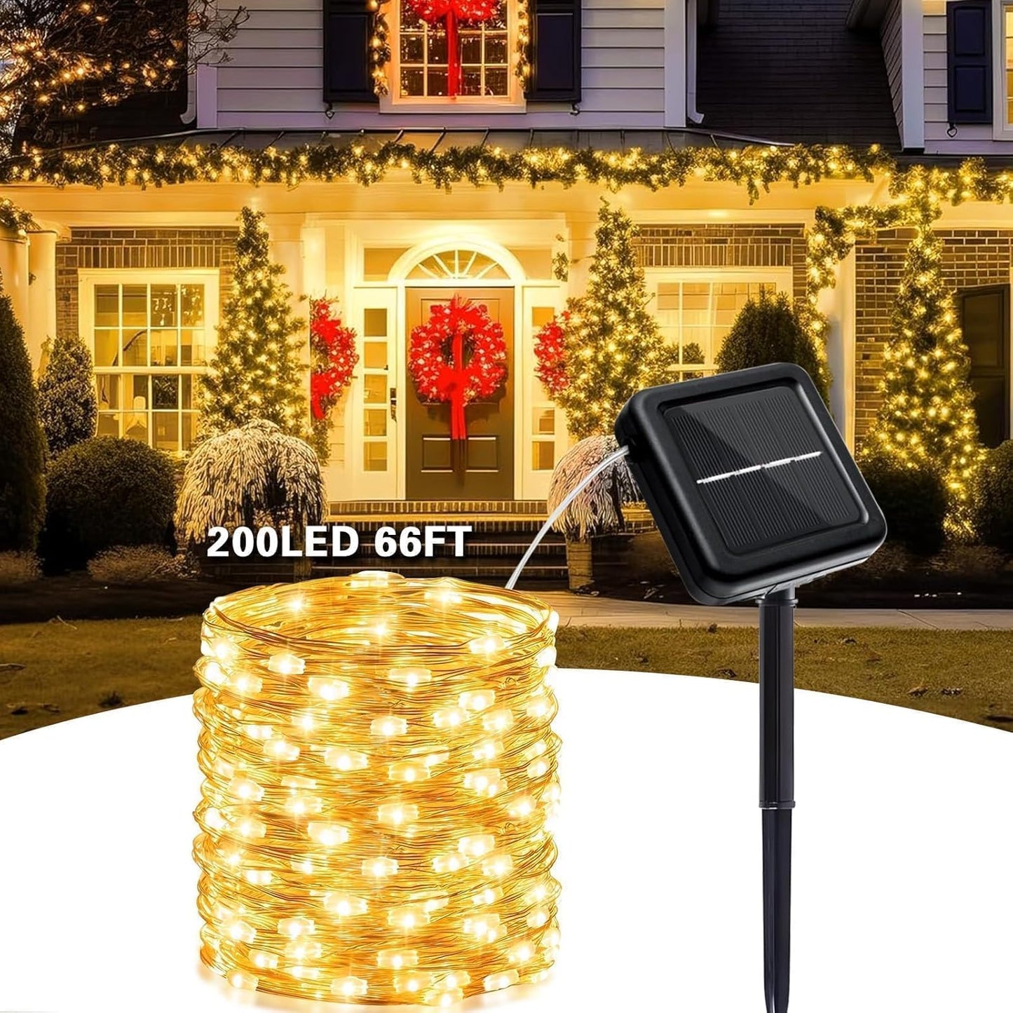 SyouHome 4-Pack Solar Fairy Lights Outdoor, 800 LEDs 264FT Extra-Long Solar String Lights, 8 Modes Waterproof Twinkle Lights for Garden Tree Wedding Party, Warm White