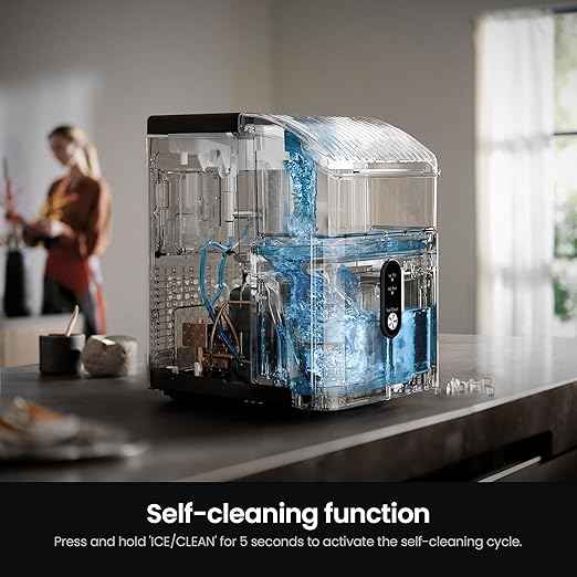 Kismile Nugget Ice Makers Countertop,Portable Ice Machine with Crushed Ice, 35lbs/Day,Self-Cleaning,One-Click Operation for Home Use(Black)