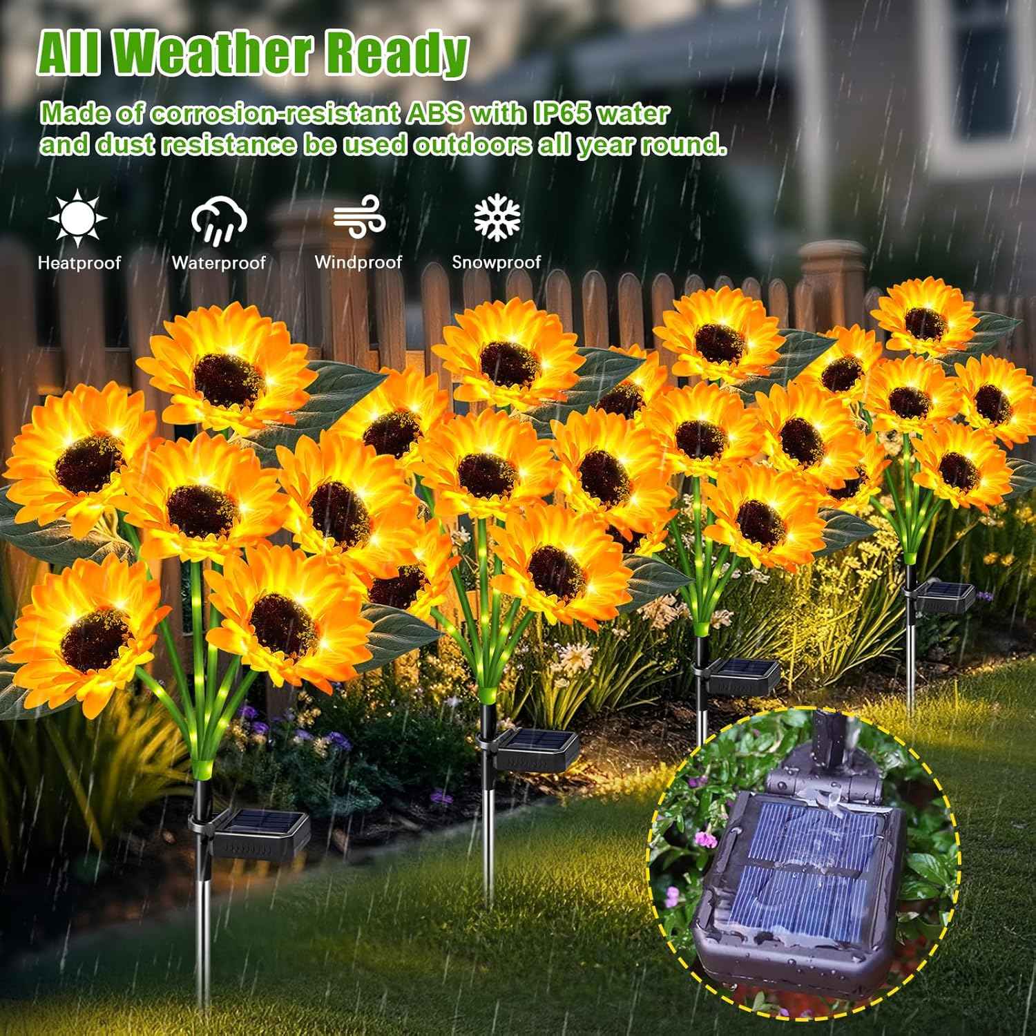 ostritec Sunflower Solar Lights Outdoor Decor, 4 Pack Solar Garden Decor 24 Waterproof Solar Sunflower Outdoor Lights for Garden Patio,Flower Bed, Pathway, Gift for Women, Mom, Grandma