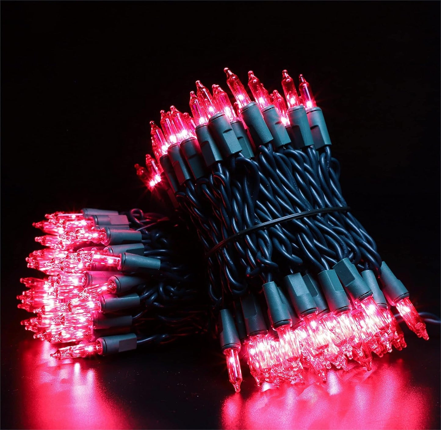 Green Wire,Pink Incandescent Bulb 100 Mini String Lights for Indoor Christmas Tree Garland Birthday Wedding Party Festival Decoration