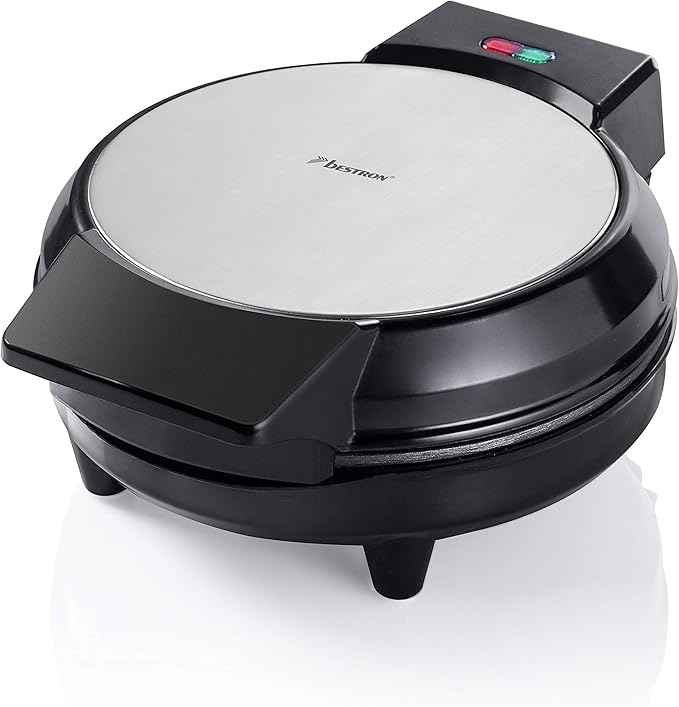 Bestron Waffle Maker for Classic Heart-Shaped Waffles, Waffle Maker with Non-Stick Coating for Heart-Shaped Waffles, 700 Watts, Colour: Silver