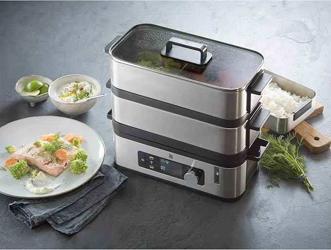 WMF 415090011 Vitalis E Steamer Steel, Black, Silver