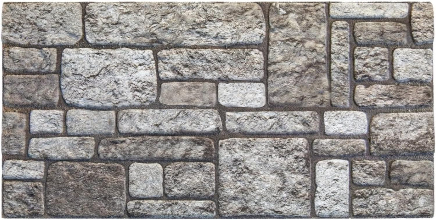 Dundee Deco 3D Wall Panels Faux Brick - Cladding, Grey Stone Look Wall Paneling, Styrofoam Facing for Living Room, Kitchen, Bathroom, Balcony, Bedroom, Set of 10, Covers 53 sq ft