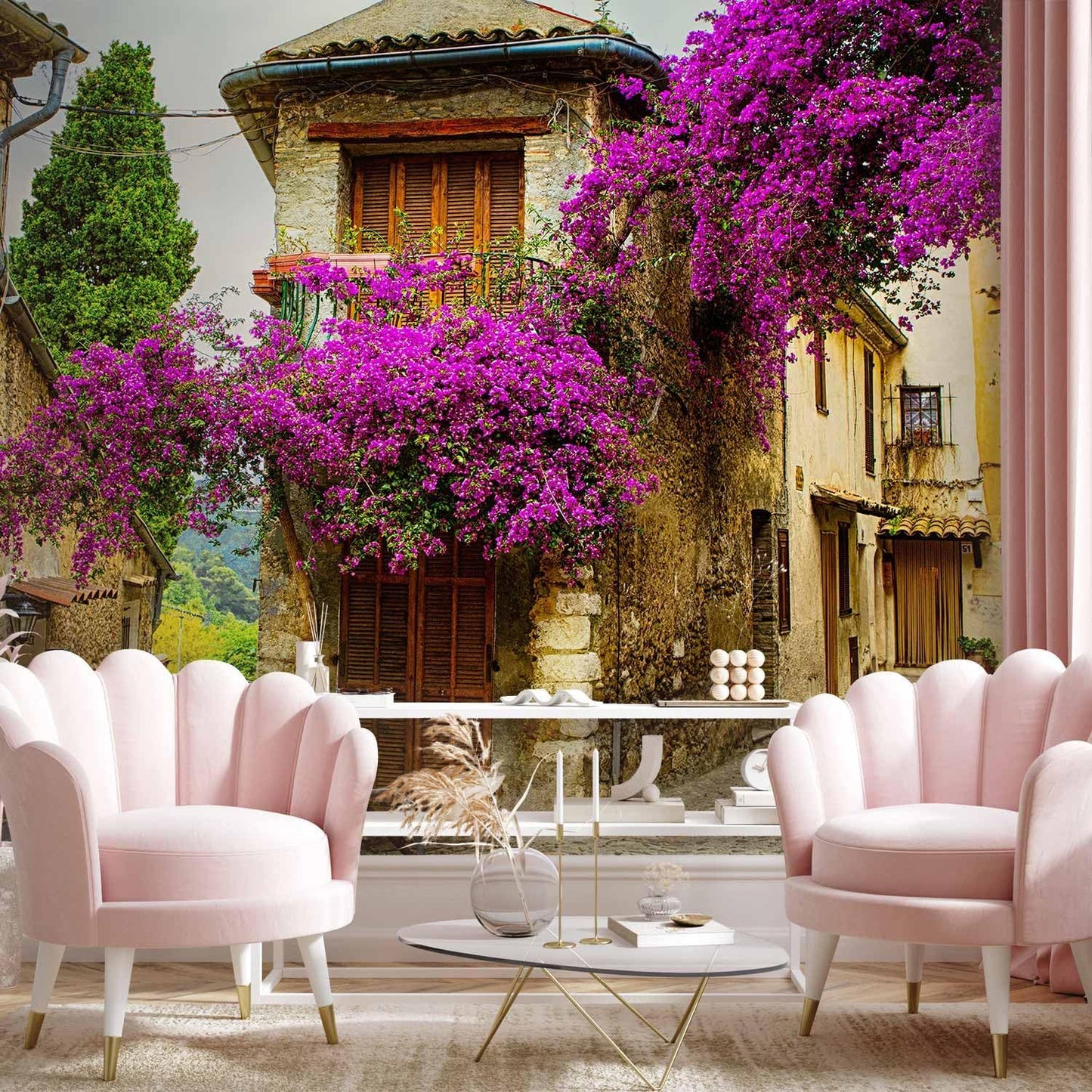 artgeist Premium Wall Mural Architecture 216x98 in - Non-Woven Photo Wallpaper Art Print Fleece Wall Mural Decoration Poster Picture Design Landscape Alley Flowers City d-B-0294-a-a