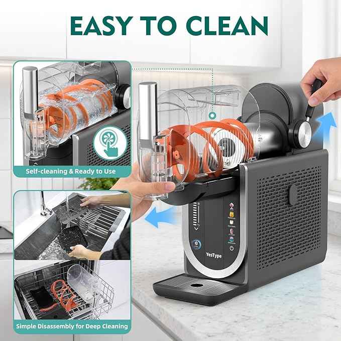 Slushie Machine No Ice Needed, Margarita Machine & Slushy Machine for Home, 5 Preset, Rapid Freezing, Self-Cleaning, 66oz Slushie Maker for Frappes, Spiked Slush, Ice Cream and More, Grey