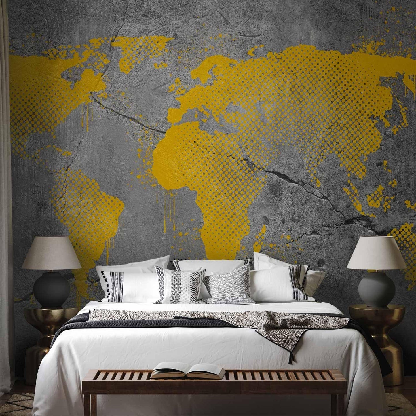 artgeist Wall Mural World Map 77x55 in - XXL Peel and Stick Self-Adhesive Wallpaper Removable Large Sticker Foil Wall Decor Print Picture Image Design Map of The World k-A-0494-a-a