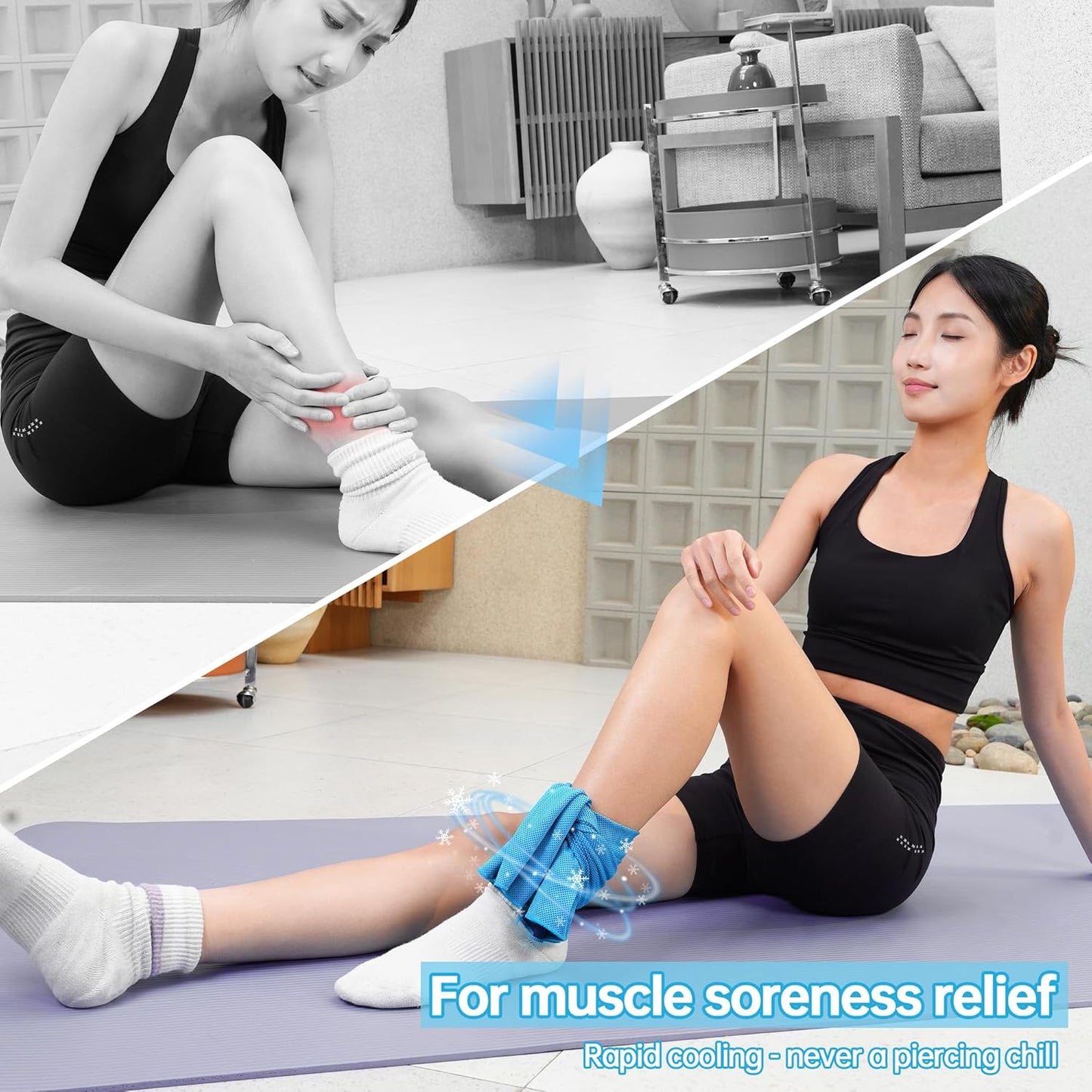 2-in-1 Cooling Kit, Cooling Neck Wraps, 37”x12” Cooling Towel + 220g Gel Sheet, Neck Coolers for Hot Weather, Ice Pack, Washable Gym Towel