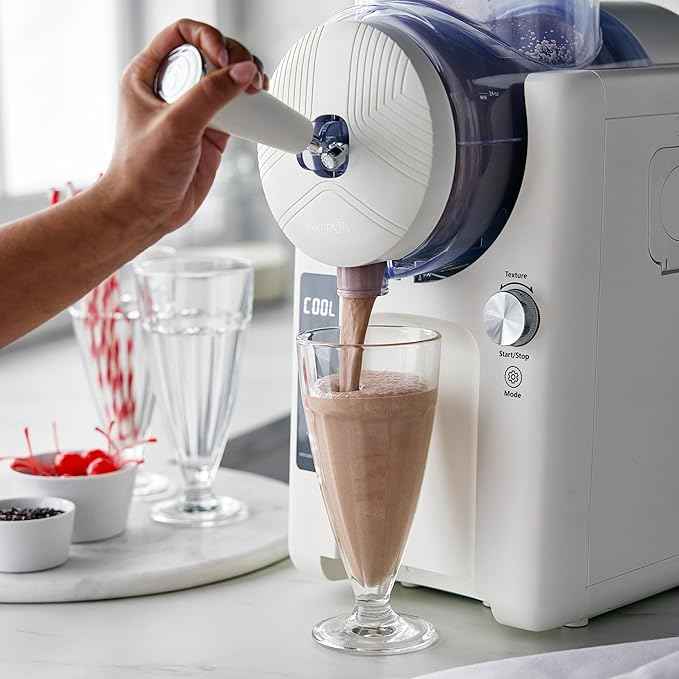GreenPan Frost Ice Cream Maker & Slushie Machine, Mixing Bowl included, Soft Serve, Sorbet, Margaritas, Milkshakes, Frozen Yogurt, No Pre-Freezing, Ready in 15 Mins, 6 Modes, Self-Cleaning, Cream