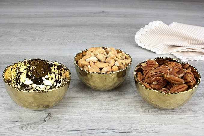 Pampa Bay Golden Millennium 4-inch Porcelain Snack Bowl, Gold
