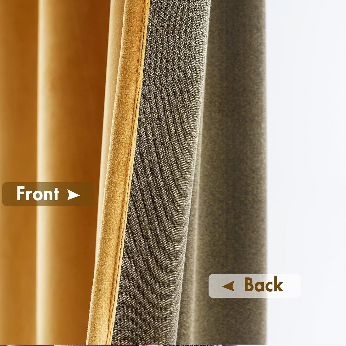 MIULEE Mustard Yellow Velvet Curtains Thermal Insulated Blackout Curtain Fall Drapes for Bedroom Living Room Darkening 108 Inches Long Curtains Panels Rod Pocket Set of 2