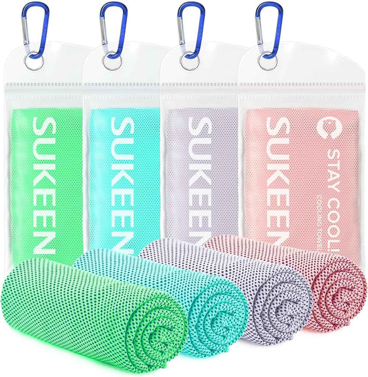 Sukeen 4 Pack Cooling Towels for Hot Weather 40"x12", Gym Towels for Men and Women, Soft Breathable Workout Towels for Yoga, Running, Sport, & More