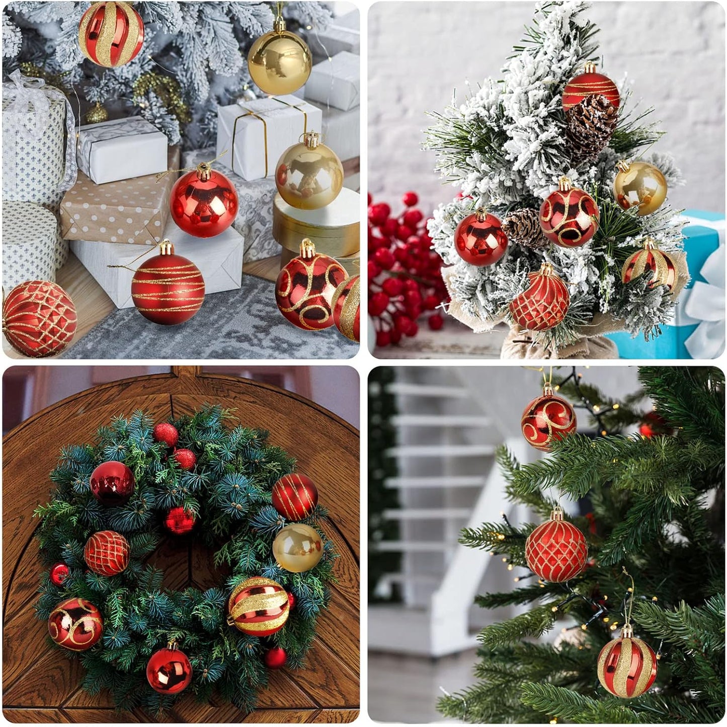 30 PCS Christmas Ball Ornaments Tree Decorations, 60mm/2.36" Classic Red and Gold Shatterproof Christmas Bulbs Ornaments for Xmas Tree Holiday Wreath Decor