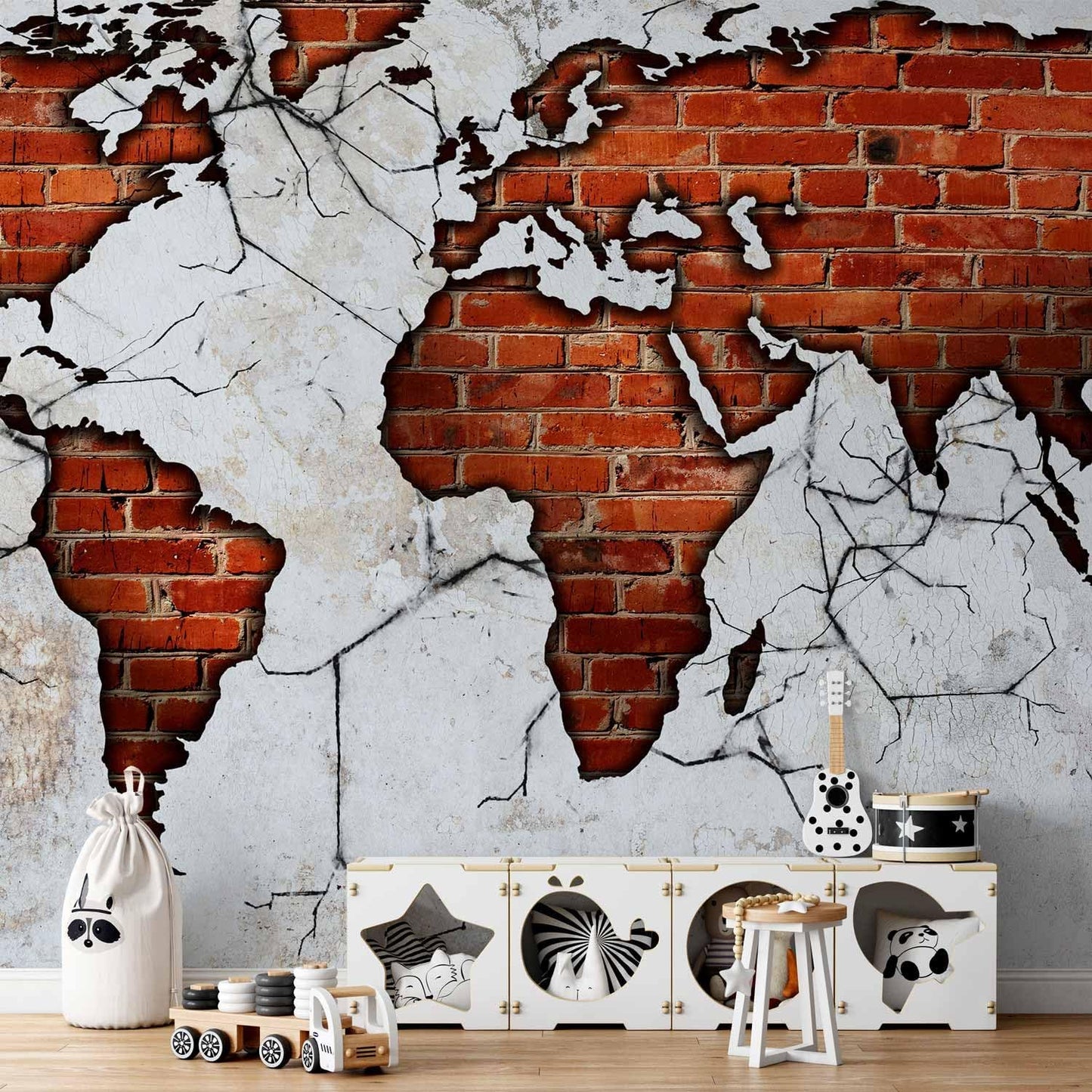 artgeist Premium Wall Mural World Map 138x101 in - XXL Non-Woven Wallpaper Fleece Wall Decor Photo Print Picture Image Design Map of The World k-A-0495-a-a