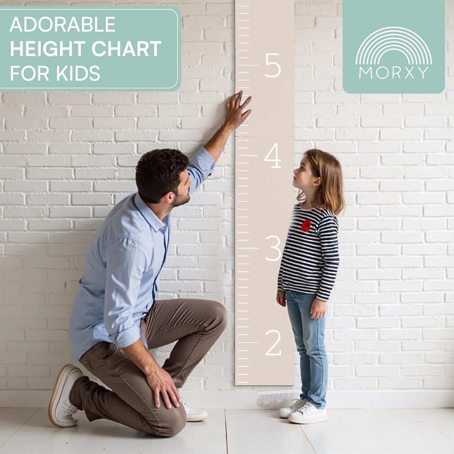 Wooden Growth Chart for Kids- Kids Height Chart- Height Measurement Chart for wall-Kids Nursery Decor- Boho Baby Toddler Room Decor (Beige, Wood)