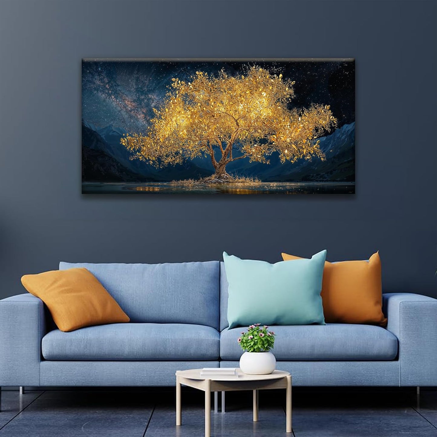 Wall Art For Living Room Gold Tree Of Life Landscape Print Painting Modern Canvas Art Wall Decor Prints Abstract Wall Decor Picture For Bedroom Apartment Office Wall Artwork Can Be Hung 24"X48"