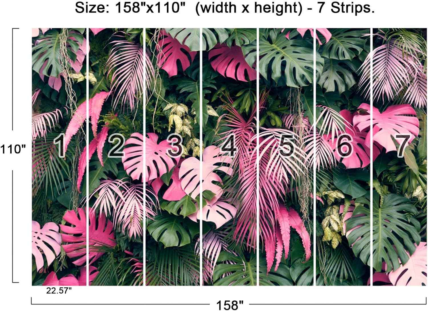Cliouar-Wall Mural Wallpaper for Bedroom Living Room 3D Mural Monstera Tropical Plant Green Plant Banana Leaf Palm Leaf 158" x 110"(Not Peel and Stick)