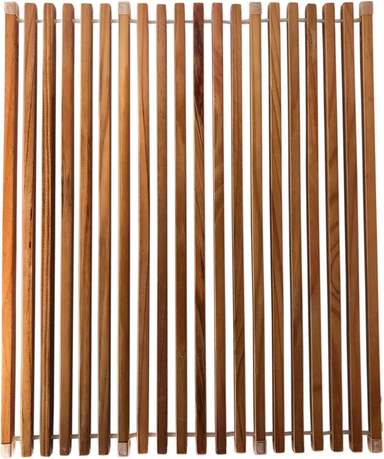 Roll Up Wooden Drying Rack Over The Sink Kitchen, Cover Sink Dry Dishes Bowl Spoon Quickly, Aesthetics and Finishes Coating, Neat Design Stain-Resistant Easy to Dry (Natural Wood color)