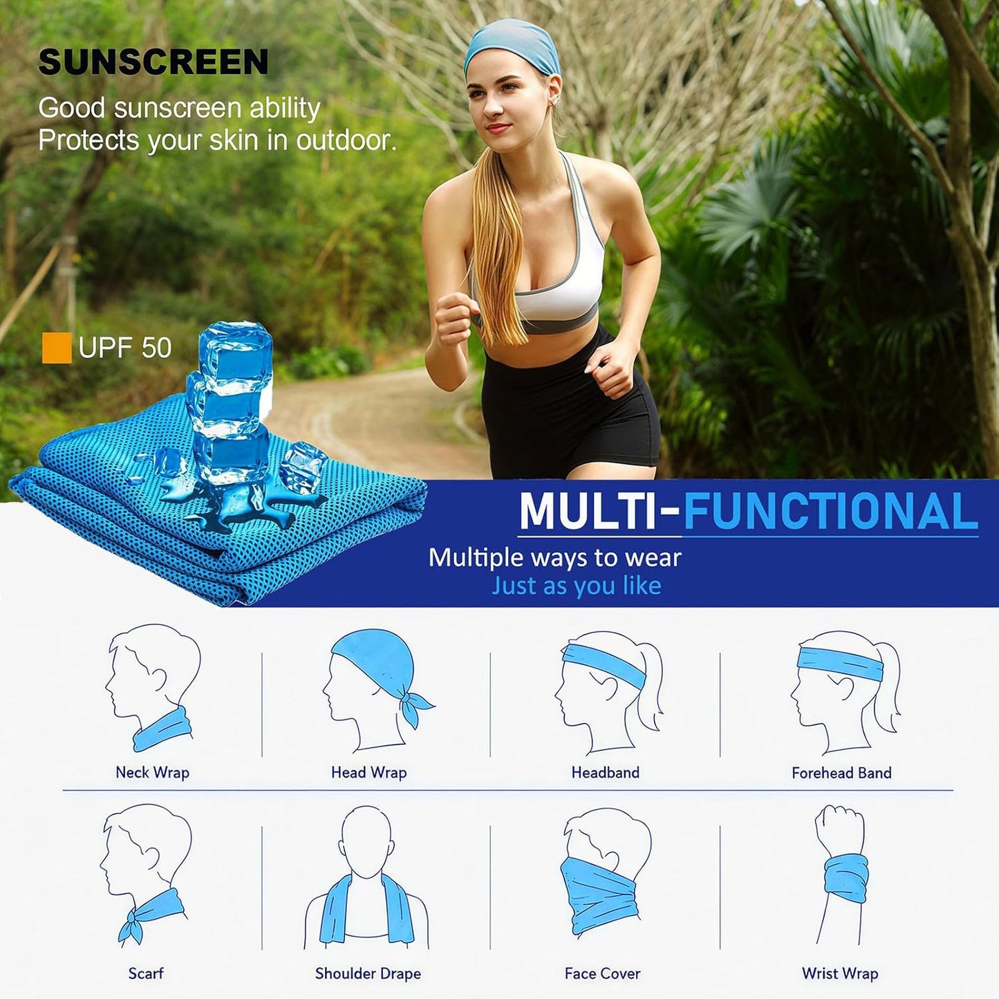 YQXCC Cooling Towels | 4 Pack 40"x12" | Cool Cold for Neck | Microfiber Soft Breathable Chilly | for Yoga, Golf, Gym, Camping, Running, Workout & More Activities