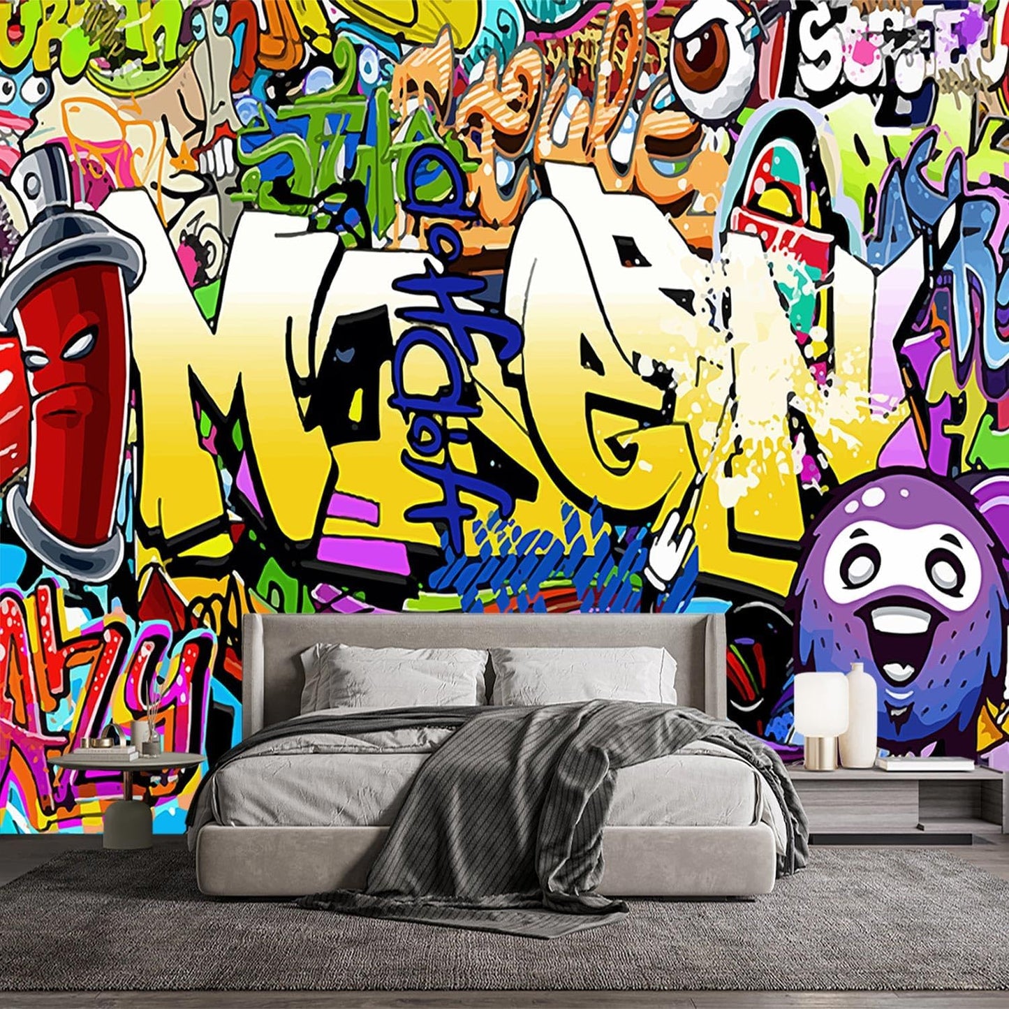 -Nursery Color Graffiti Abstract Letters Bedroom Wallpaper XT16 L 180" x 115"