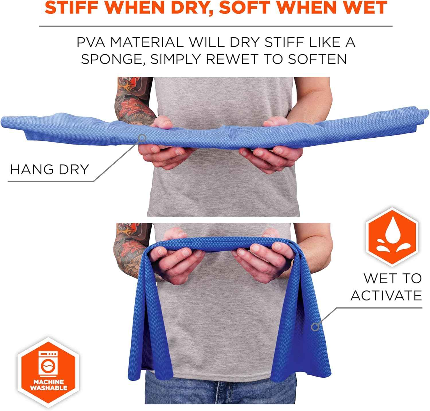 Ergodyne Chill-Its 6602 Evaporative Cooling Towel, Blue 13 inches x 29.5 inches